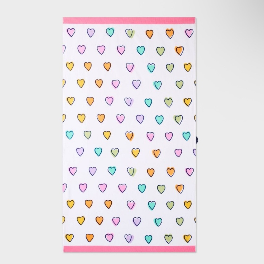 NWT Roller Rabbit x Target Disco Hearts Wave Beach Towel White / Pink
